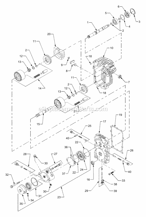 Hydrostatic Transmission Diagram and Parts List for GT3235 14A-692-710 Cub Cadet Lawn Tractor